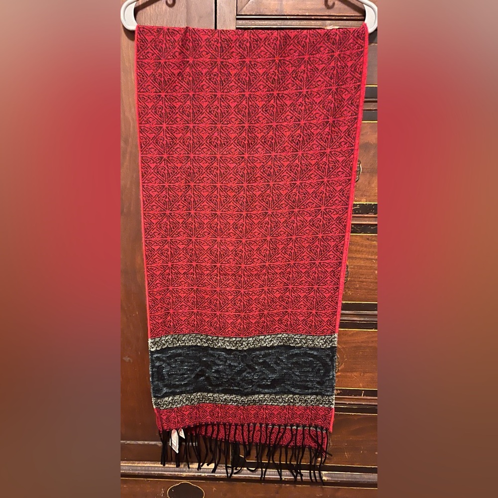 Elegant Red and Black Scarf